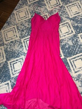 NEW Sparkling Fuchsia Spaghetti-Strap Prom Gown